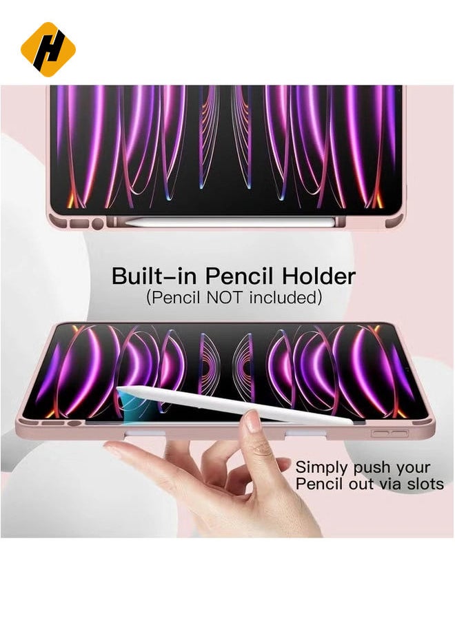 Pink Smart Case for 2024 iPad Pro 13-Inch - Includes Pencil Holder, Touch ID & Auto Wake/Sleep