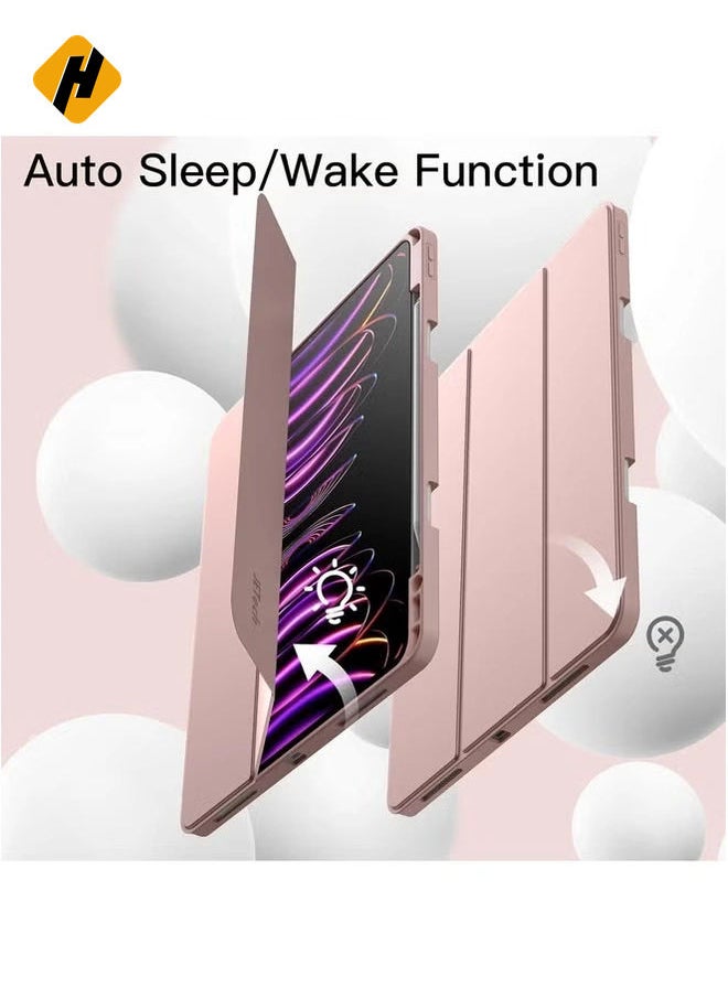Pink Smart Case for 2024 iPad Pro 13-Inch - Includes Pencil Holder, Touch ID & Auto Wake/Sleep