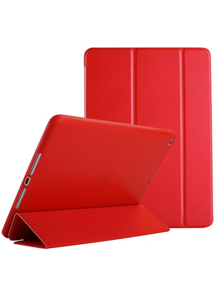 Cases Tri Fold Silicone Cover for iPad 9.7 Inch 5/6 Gen 2017/2018 (A1893 A1954 A1822 A1823, Soft Back and Red) Ntech