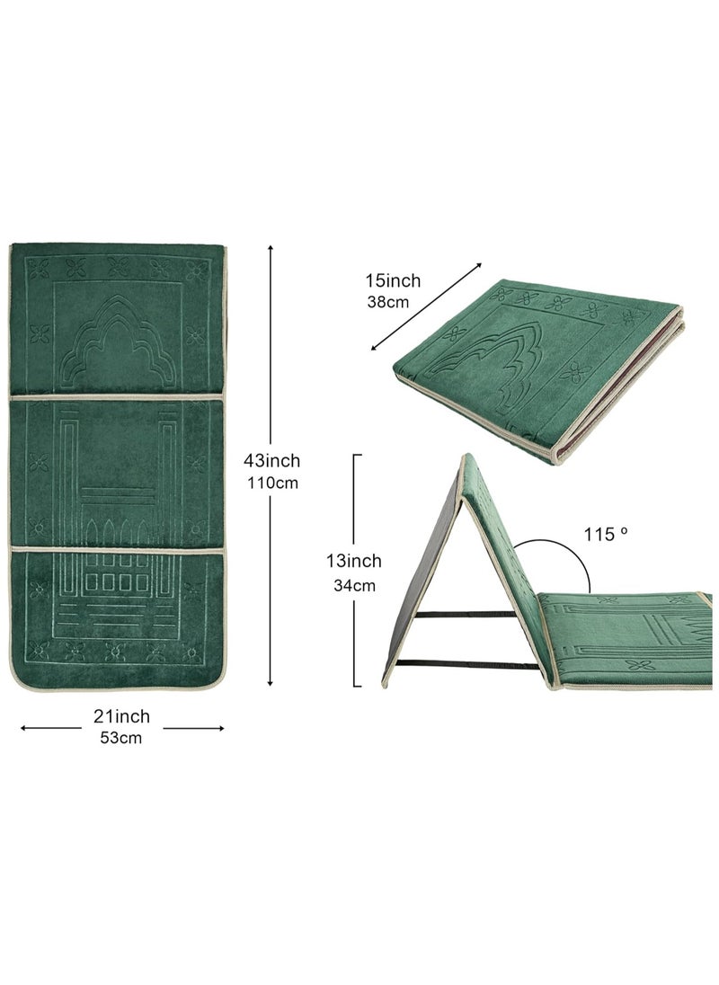 Prayer Rug with Back Support,Foldable Meditation Floor Chair Carrying Pocket  Army Green