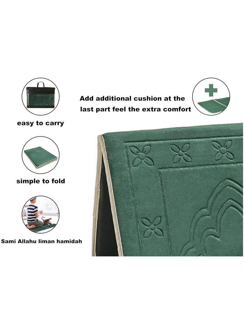 Prayer Rug with Back Support,Foldable Meditation Floor Chair Carrying Pocket  Army Green