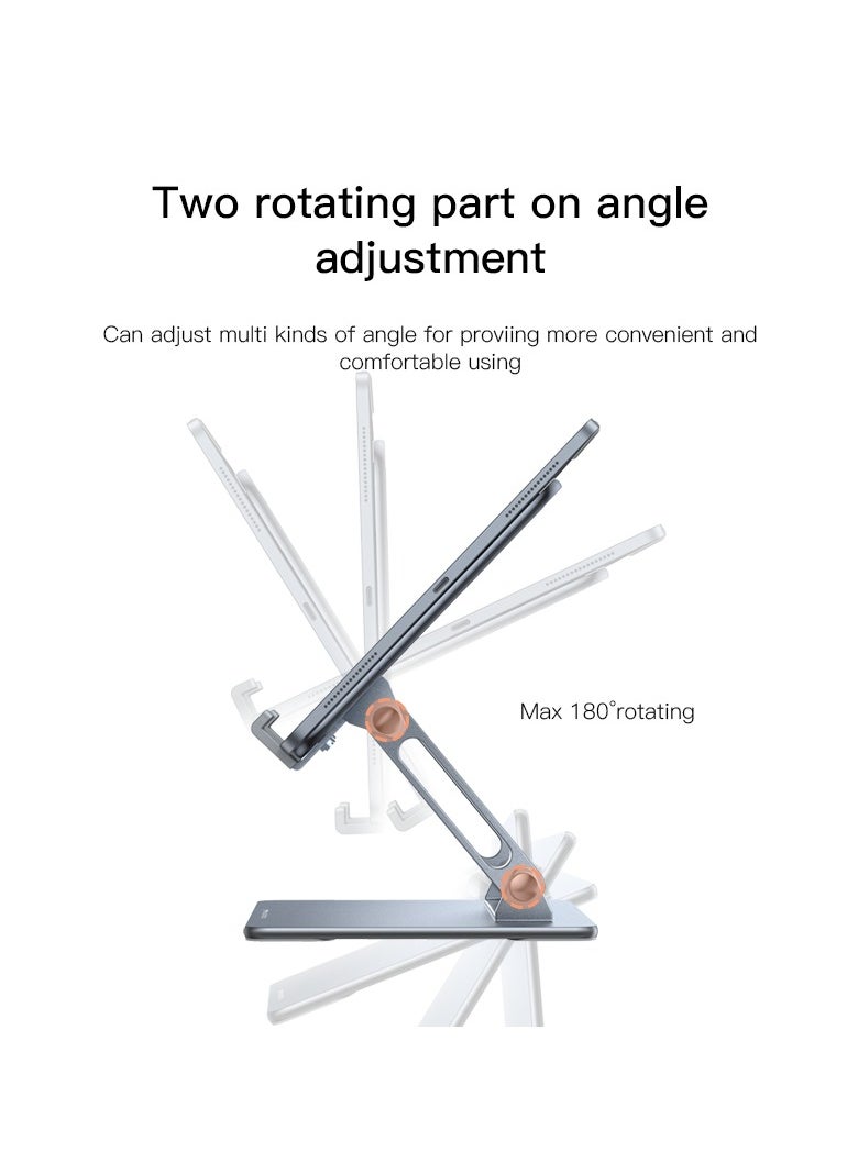 Yesido C185 Adjustable Height Foldable Desktop Stand for Tablets, Laptops, and Phones, Multi-Angle 720° Rotating Aluminum Alloy Holder with Aircooled Design