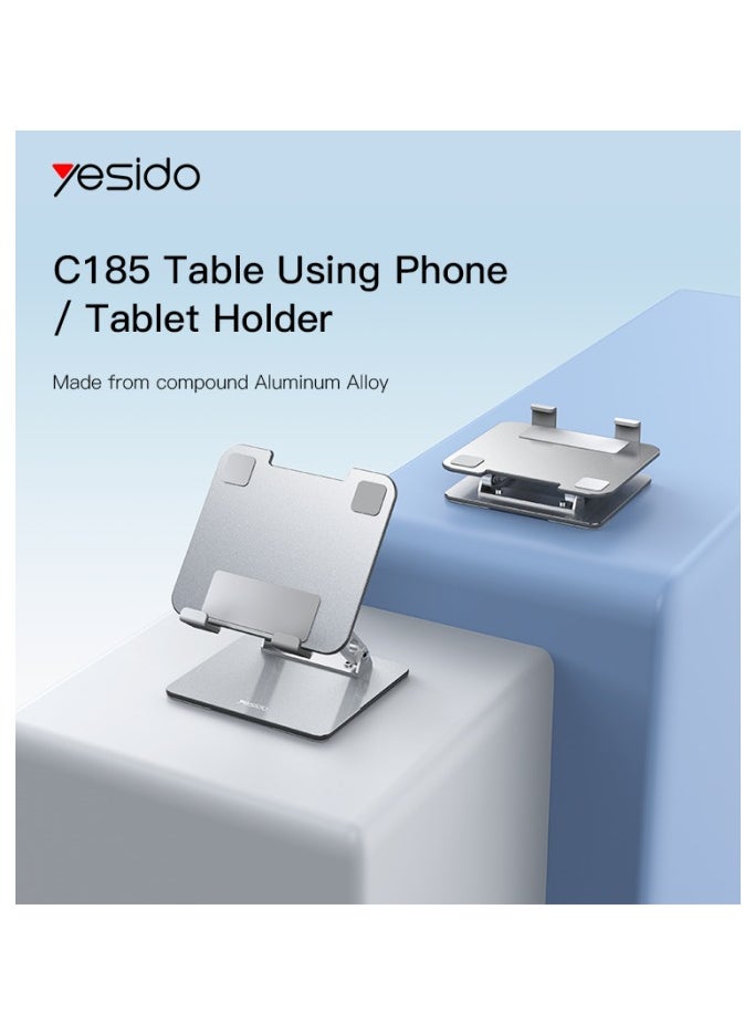 Yesido C185 Adjustable Height Foldable Desktop Stand for Tablets, Laptops, and Phones, Multi-Angle 720° Rotating Aluminum Alloy Holder with Aircooled Design