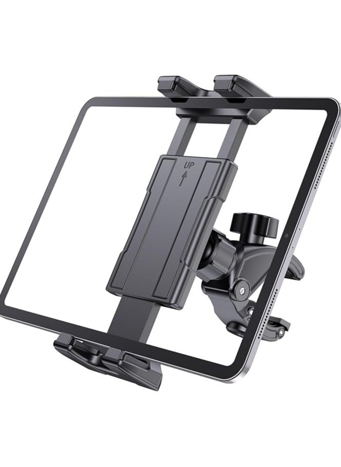 Bicycle Tablet Mount Holder, Exercise Spin Bike Phone iPad Holder, Treadmill Handlebar Stand for Microphone, Indoor Peloton Clamp for 5-13” iPad Pro 12.9, Galaxy Tab, Phone, Kindle