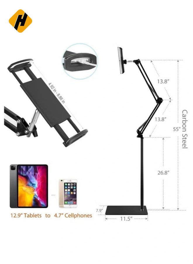 Adjustable Floor Tablet Stand: Versatile Holder with 360-Degree Rotation