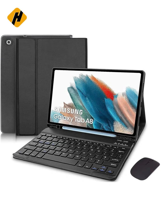 Keyboard Case Compatible with Samsung Galaxy Tab A8 10.5 Inch 2022 & Built-in S Pen Holder - Slim Smart Cover with Detachable Bluetooth Keyboard and Mouse