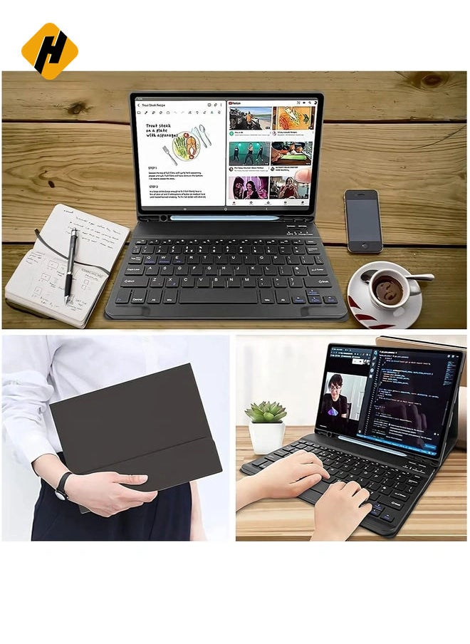 Keyboard Case Compatible with Samsung Galaxy Tab A8 10.5 Inch 2022 & Built-in S Pen Holder - Slim Smart Cover with Detachable Bluetooth Keyboard and Mouse