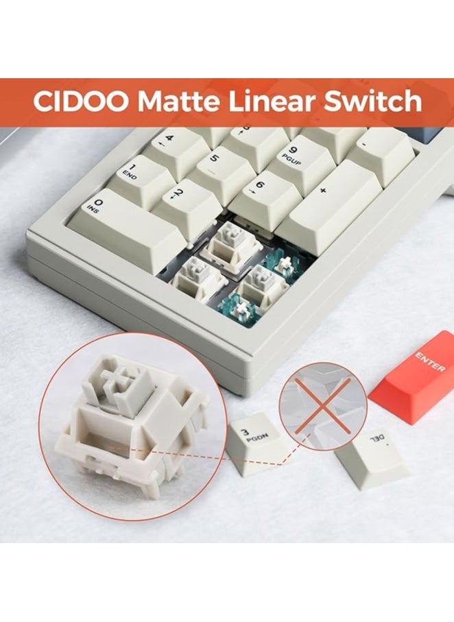 CIDOO V21 VIA Programmable Gasket Number Pad, Bluetooth 5.0/2.4ghz/Wired Hot Swappable Numpad, with Aluminum Alloy Rotary Knob, 1000mAh Battery, Poron Foam for E-sport Mac/Win