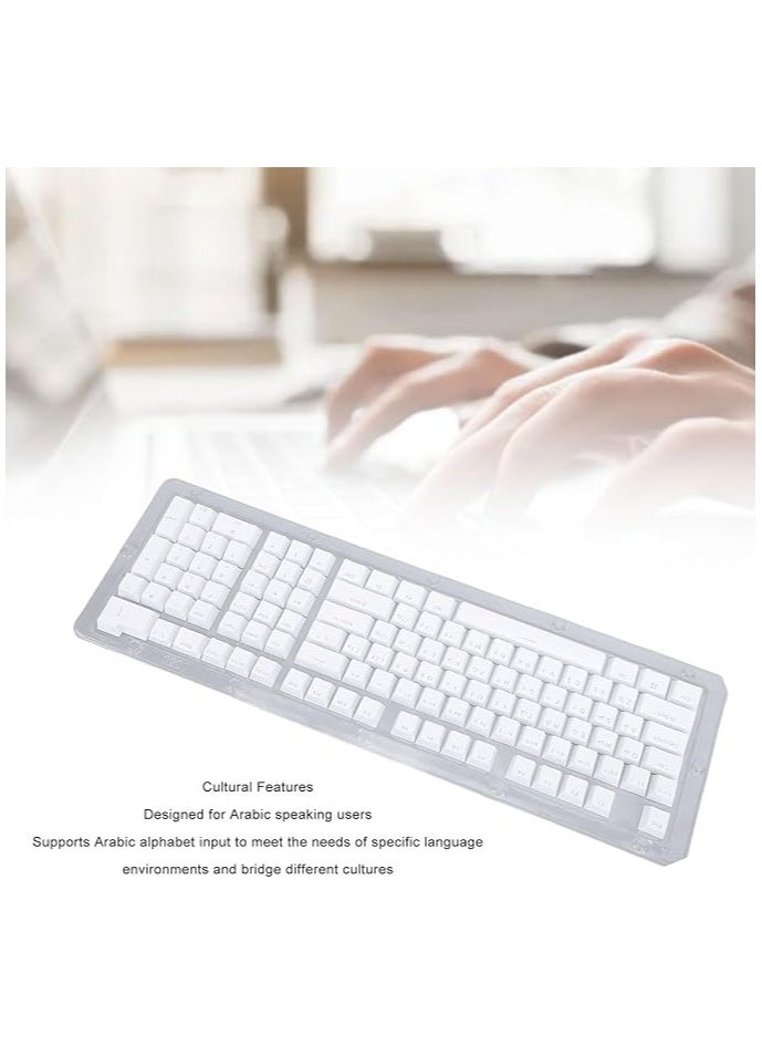 112 Keys Keyboard Keycaps for Arabic Speakers, Lightweight Mechanical Keyboards for Night Typing, Backlit Design Arabic Keyboard for 61 64 68 84 87 96 98 100 104 108 Keyboards