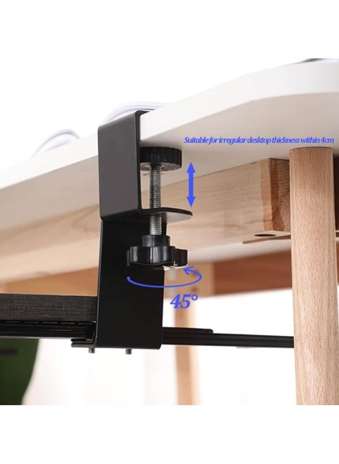 Keyboard Clamp Rail Under Desk Set, Keyboard Trays Clamp Rail, Pull Out Keyboard & Mouse Tray with C Clamp (Board not Included), Under Desk Pull Out Slider Track, for Home or Office