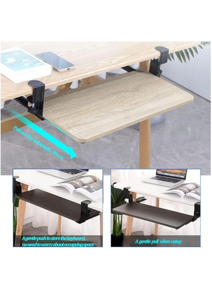 Keyboard Clamp Rail Under Desk Set, Keyboard Trays Clamp Rail, Pull Out Keyboard & Mouse Tray with C Clamp (Board not Included), Under Desk Pull Out Slider Track, for Home or Office