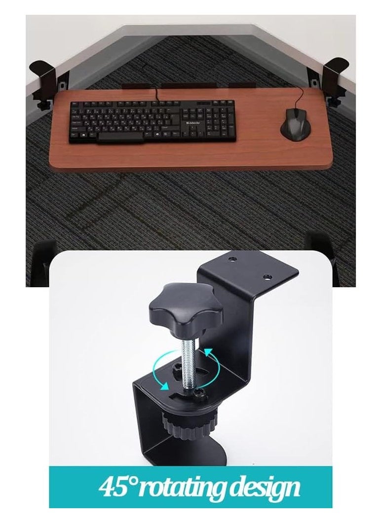 Keyboard Clamp Rail Under Desk Set, Keyboard Trays Clamp Rail, Pull Out Keyboard & Mouse Tray with C Clamp (Board not Included), Under Desk Pull Out Slider Track, for Home or Office