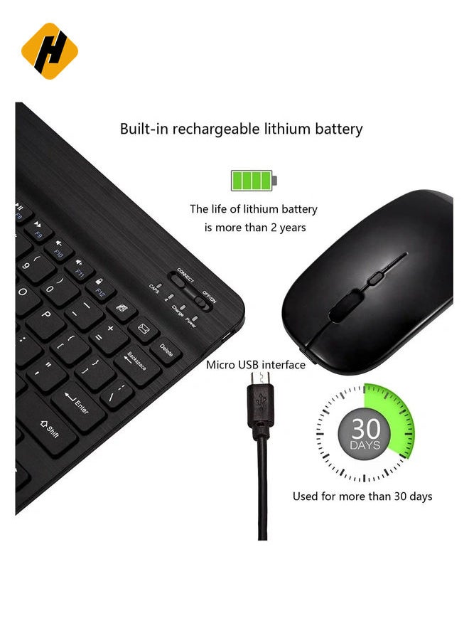 Ultra-Slim Bluetooth Keyboard and Mouse Combo Rechargeable Portable Wireless Keyboard Mouse Set for Apple iPad iPhone iOS 13 and Above Samsung Tablet Phone Smartphone Android Windows