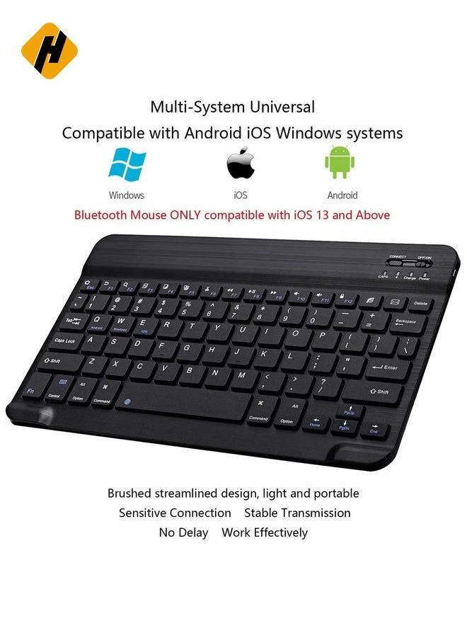 Ultra-Slim Bluetooth Keyboard and Mouse Combo Rechargeable Portable Wireless Keyboard Mouse Set for Apple iPad iPhone iOS 13 and Above Samsung Tablet Phone Smartphone Android Windows