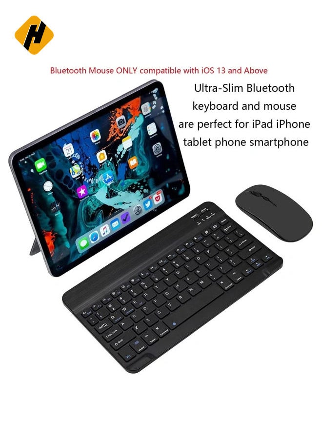 Ultra-Slim Bluetooth Keyboard and Mouse Combo Rechargeable Portable Wireless Keyboard Mouse Set for Apple iPad iPhone iOS 13 and Above Samsung Tablet Phone Smartphone Android Windows