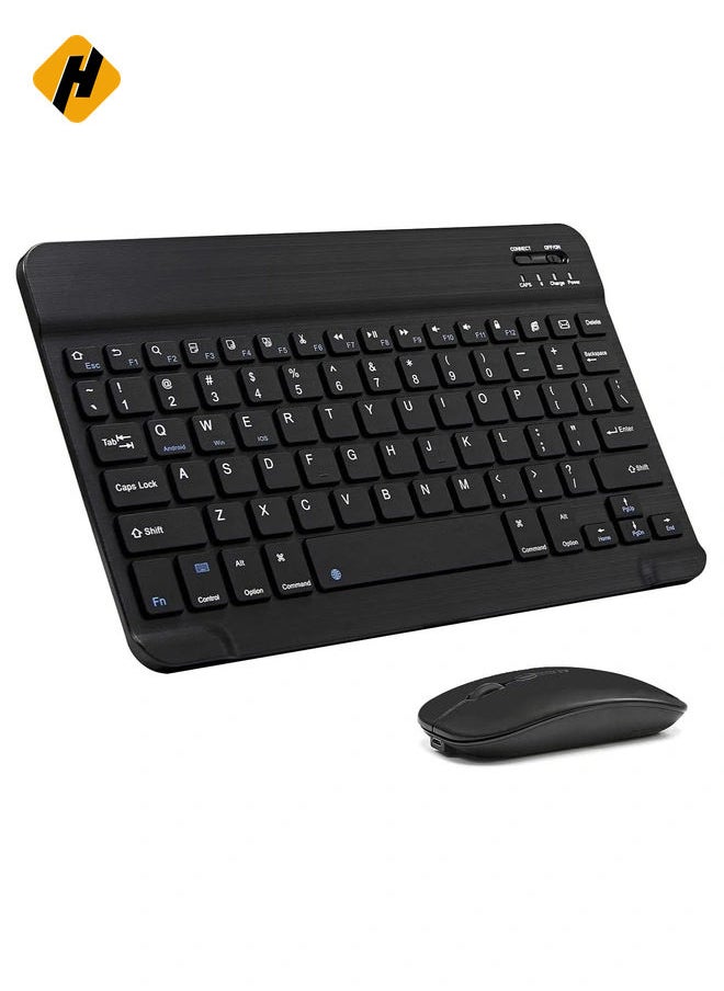 Ultra-Slim Bluetooth Keyboard and Mouse Combo Rechargeable Portable Wireless Keyboard Mouse Set for Apple iPad iPhone iOS 13 and Above Samsung Tablet Phone Smartphone Android Windows