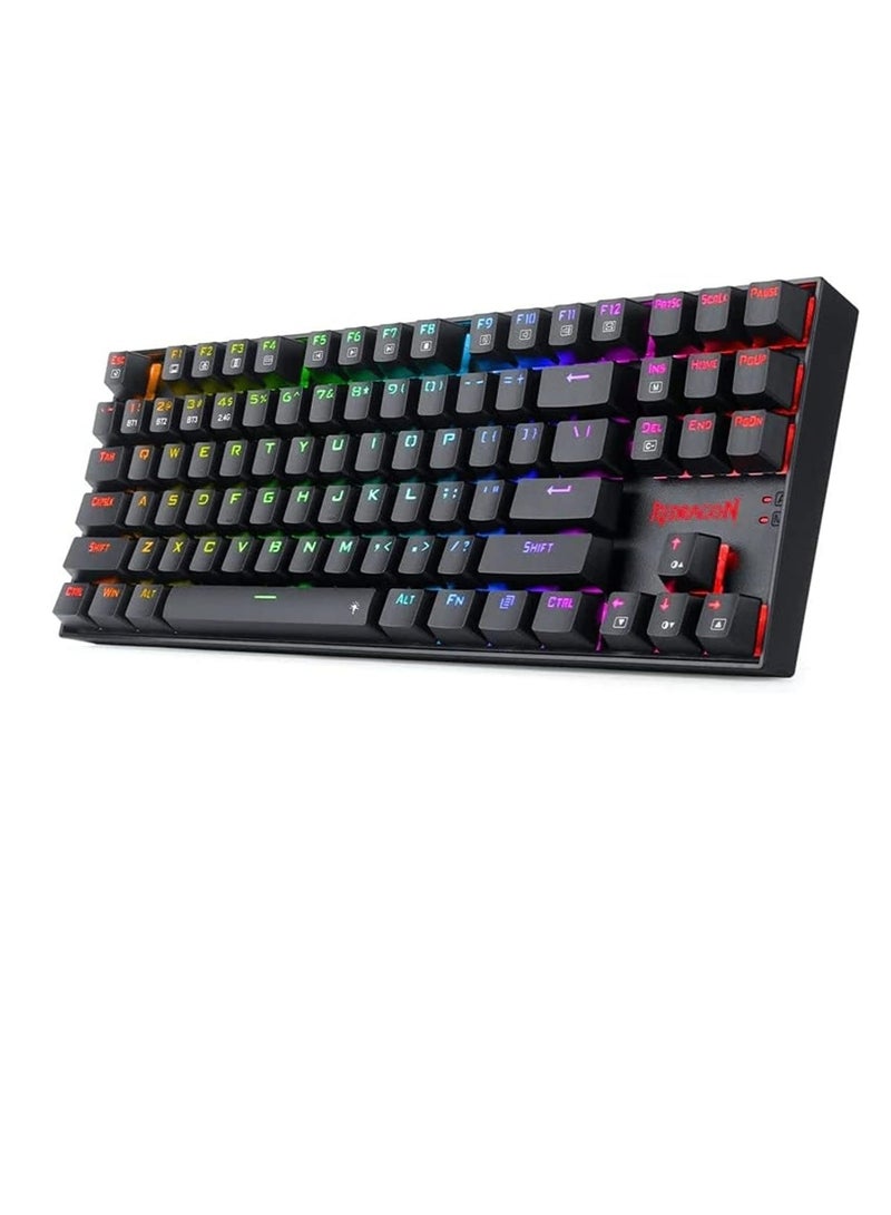 REDRAGON K552 KUMARA PRO RGB Wireless Gaming Mechanical Keyboard - Blue Switches - Wireless 2.4Ghz | Bluetooth | Wired Type C Cable(Black)