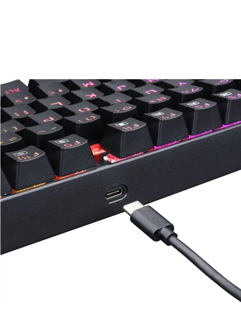 REDRAGON K552 KUMARA PRO RGB Wireless Gaming Mechanical Keyboard - Blue Switches - Wireless 2.4Ghz | Bluetooth | Wired Type C Cable(Black)