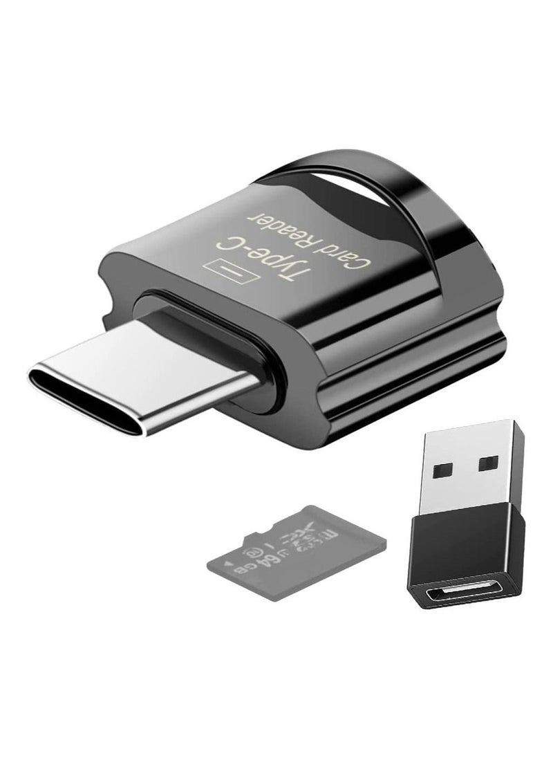 Micro SD Card Reader, USB C TF Card Reader, USB C to TF Memory Card Reader with USB C to USB Adapter Compatible with MacBook, Laptops, Android Phones