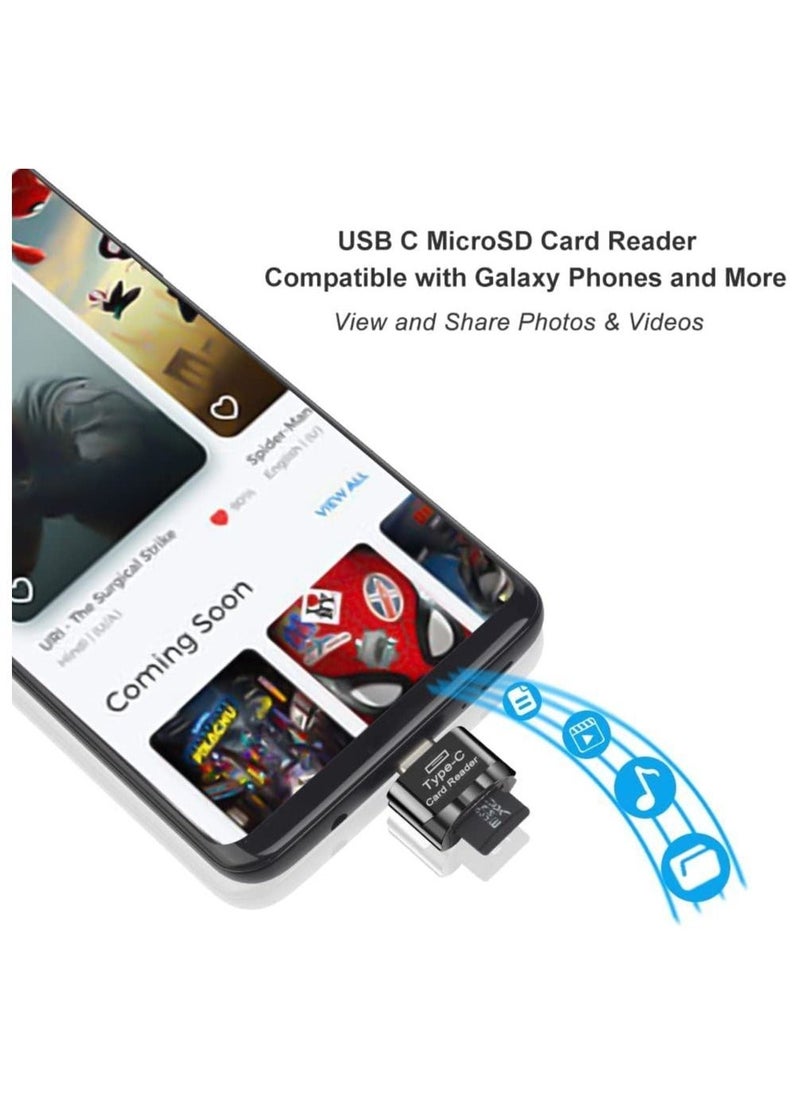 Micro SD Card Reader, USB C TF Card Reader, USB C to TF Memory Card Reader with USB C to USB Adapter Compatible with MacBook, Laptops, Android Phones