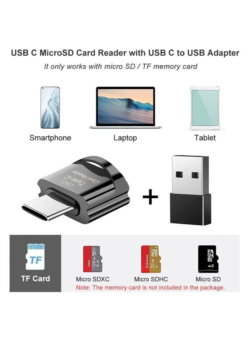 Micro SD Card Reader, USB C TF Card Reader, USB C to TF Memory Card Reader with USB C to USB Adapter Compatible with MacBook, Laptops, Android Phones