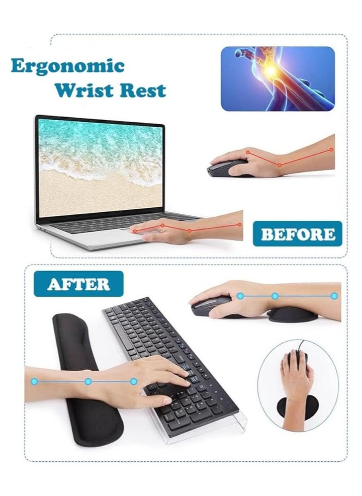 Clear Computer Keyboard Stand for Desk with Mouse and Keyboard Wrist Rest Pad, 3 PCS Acrylic Ergonomic Keyboard Holder Set for Working, Keyboard Riser with Rubber Strip for Home,Office,School-17.7”x6”