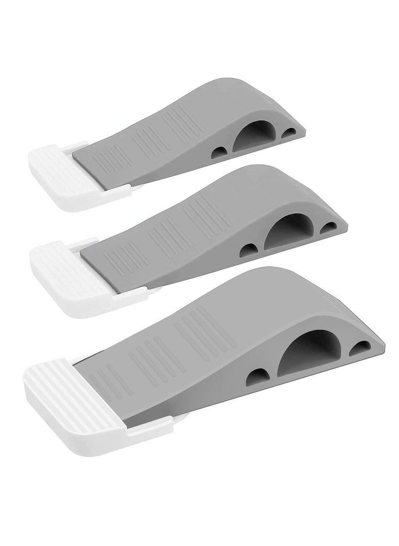 Rubber Door Stopper Security Door Stop Wedge 3 Piece Door Wedge For Door Gaps And Prevents Locking Door Stop Wedge For All Floor Types And Carpet Heavy Duty Door Clip
