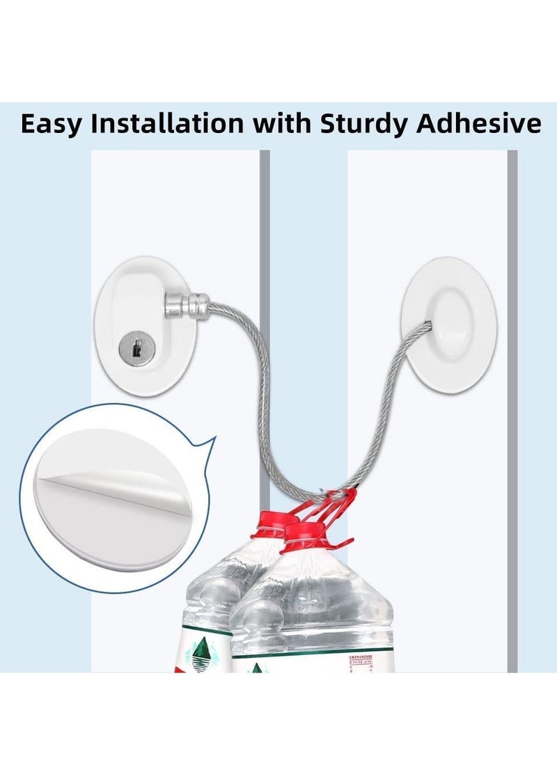 Window Locks Child Safety Self Adhesive Baby Window Restrictors for UPVC No Drilling Window Safety Locks with Key Cable Lock Pet Window Restrictor Kids Refrigerator Lock for Childproof 1 Pack