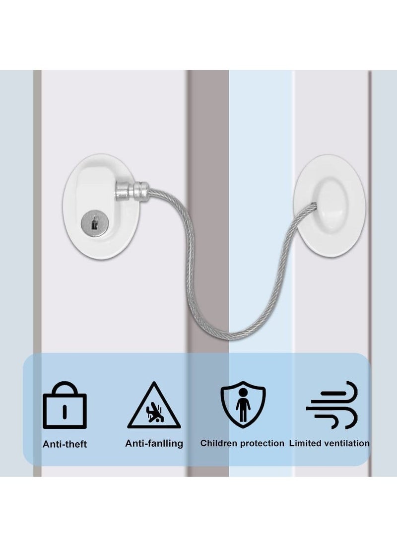 Window Locks Child Safety Self Adhesive Baby Window Restrictors for UPVC No Drilling Window Safety Locks with Key Cable Lock Pet Window Restrictor Kids Refrigerator Lock for Childproof 1 Pack
