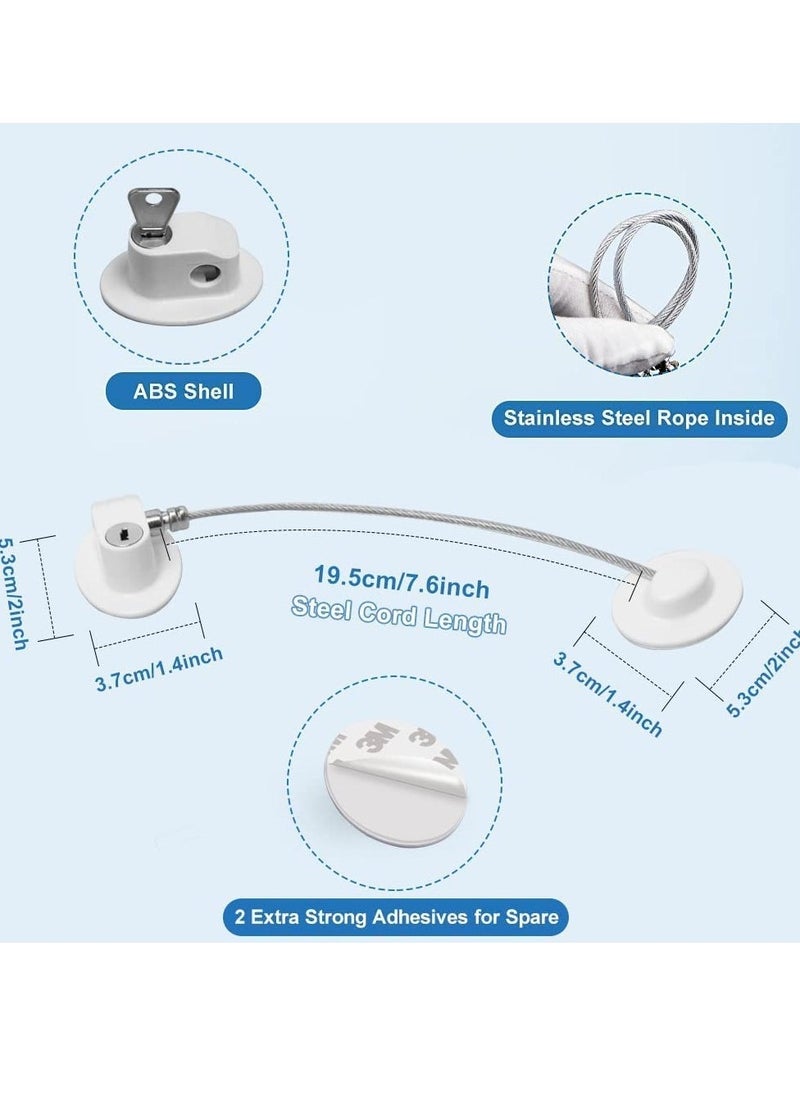Window Locks Child Safety Self Adhesive Baby Window Restrictors for UPVC No Drilling Window Safety Locks with Key Cable Lock Pet Window Restrictor Kids Refrigerator Lock for Childproof 1 Pack
