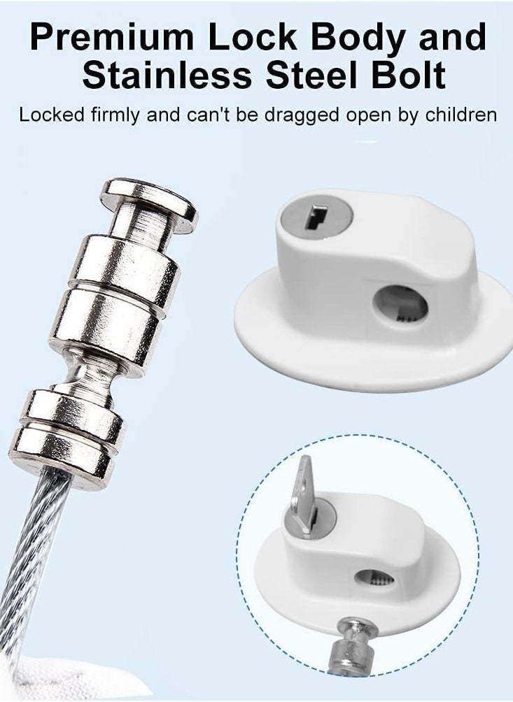 Window Locks Child Safety Self Adhesive Baby Window Restrictors for UPVC No Drilling Window Safety Locks with Key Cable Lock Pet Window Restrictor Kids Refrigerator Lock for Childproof 1 Pack