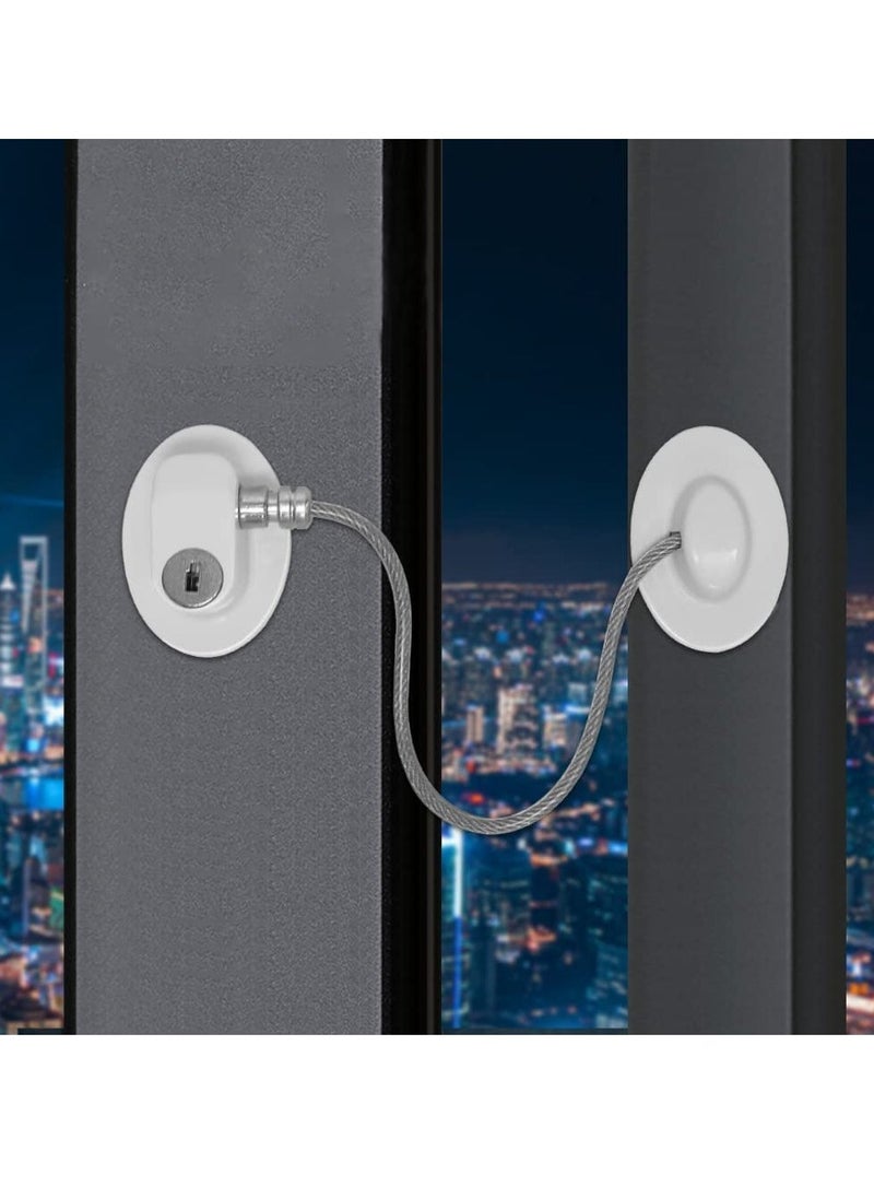 Window Locks Child Safety Self Adhesive Baby Window Restrictors for UPVC No Drilling Window Safety Locks with Key Cable Lock Pet Window Restrictor Kids Refrigerator Lock for Childproof 1 Pack