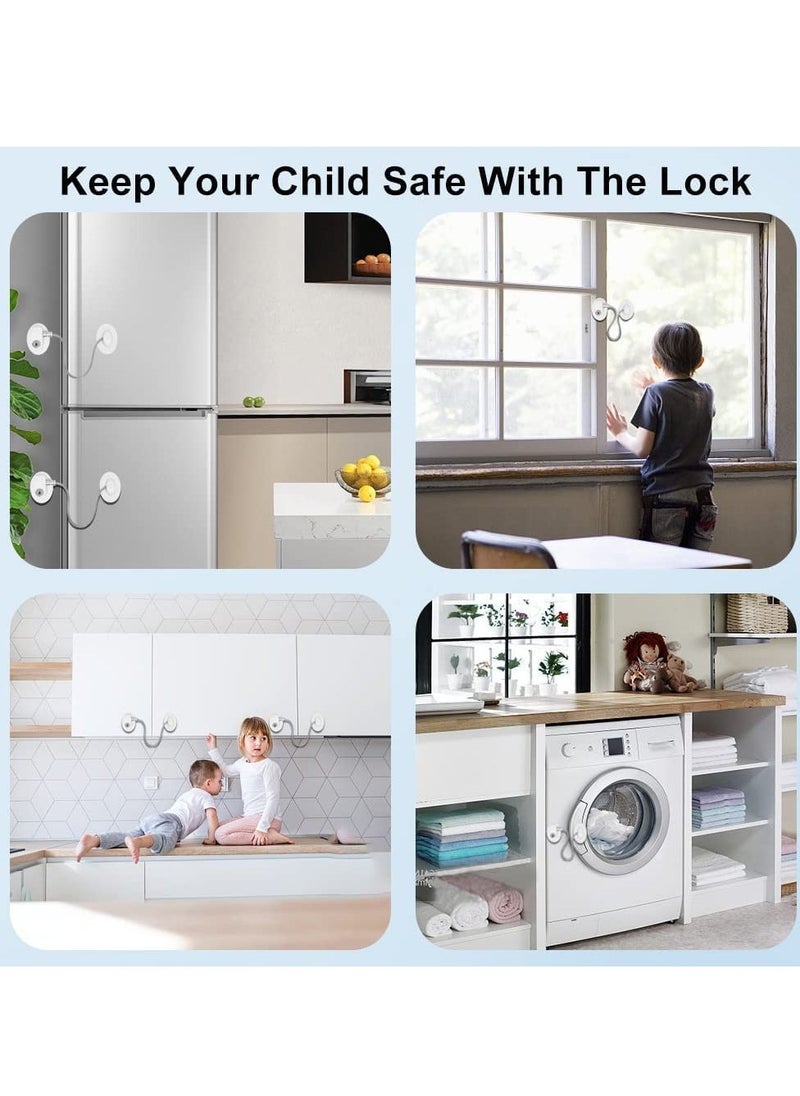 Window Locks Child Safety Self Adhesive Baby Window Restrictors for UPVC No Drilling Window Safety Locks with Key Cable Lock Pet Window Restrictor Kids Refrigerator Lock for Childproof 1 Pack