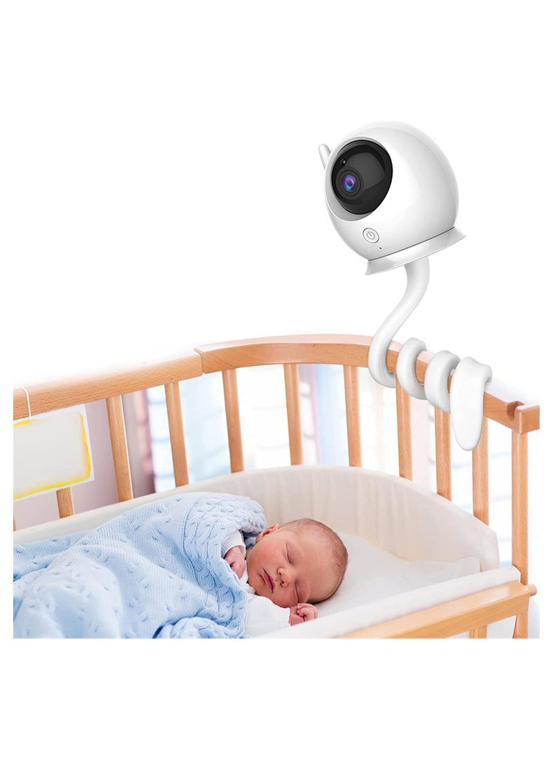 Baby Monitor Mount Shelf, Flexible Camera Stand for Nursery Baby Monitor Crib Holder, Compatible with Most Universal Monitors Camera, Versatile Twist Mount Without Tools or Wall Damage (White)