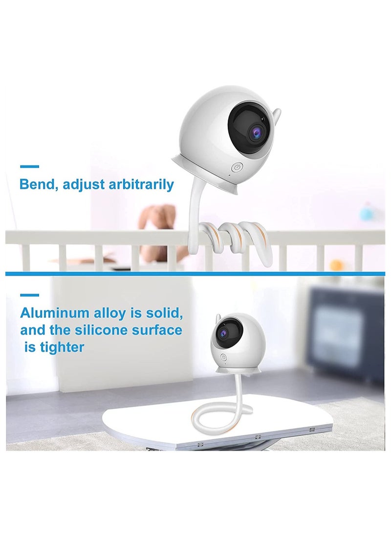 Baby Monitor Mount Shelf, Flexible Camera Stand for Nursery Baby Monitor Crib Holder, Compatible with Most Universal Monitors Camera, Versatile Twist Mount Without Tools or Wall Damage (White)