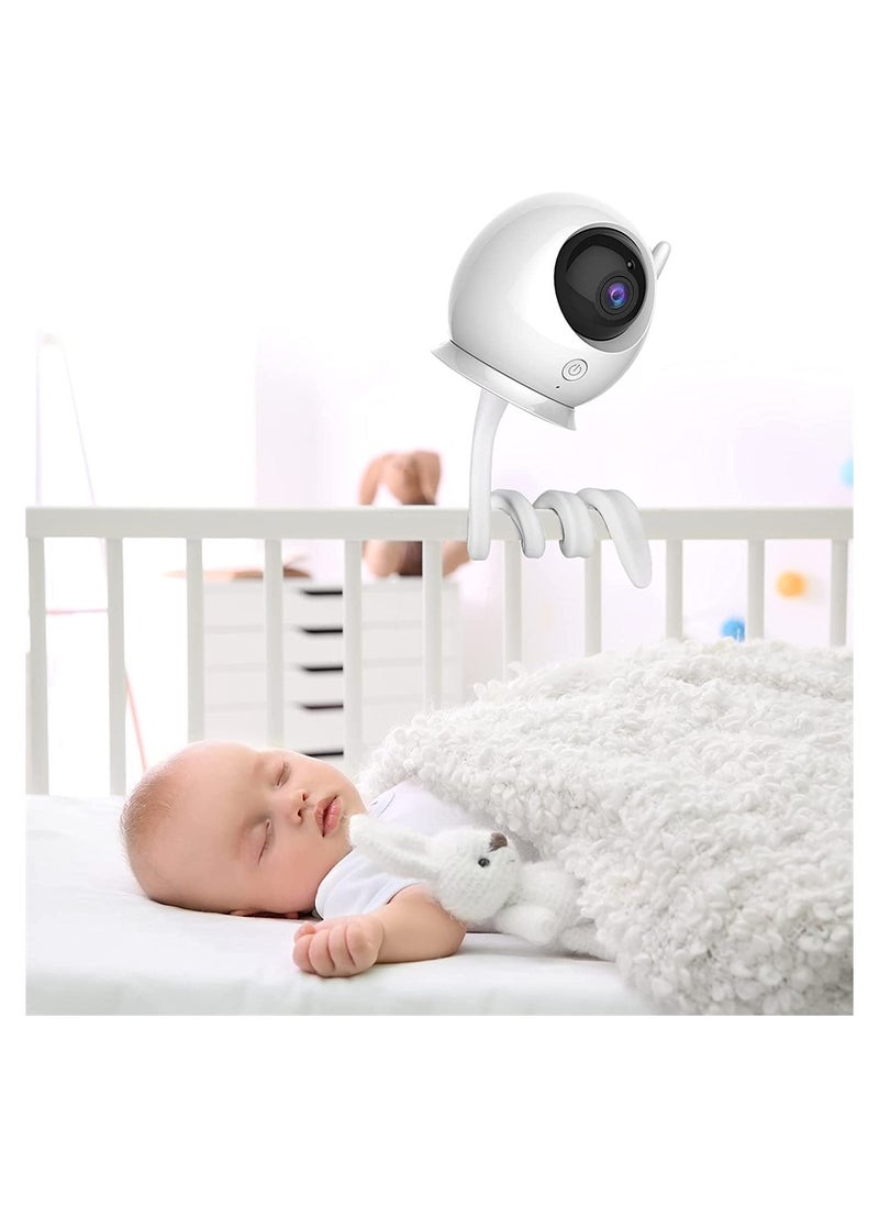 Baby Monitor Mount Shelf, Flexible Camera Stand for Nursery Baby Monitor Crib Holder, Compatible with Most Universal Monitors Camera, Versatile Twist Mount Without Tools or Wall Damage (White)