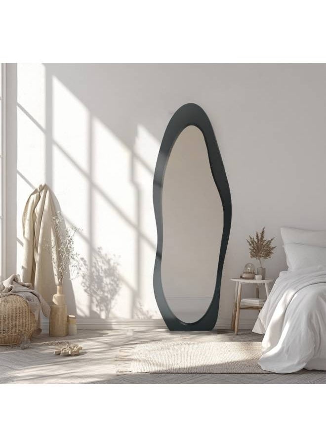 Black Wave Shaped Full Length Mirror, Size 157.5X10X58CM