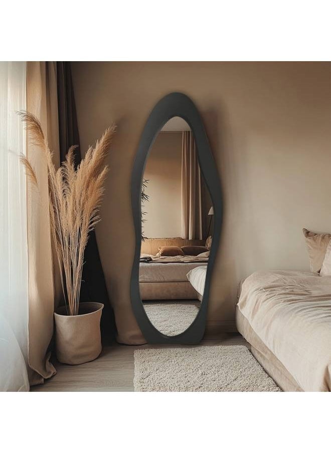 Black Wave Shaped Full Length Mirror, Size 157.5X10X58CM