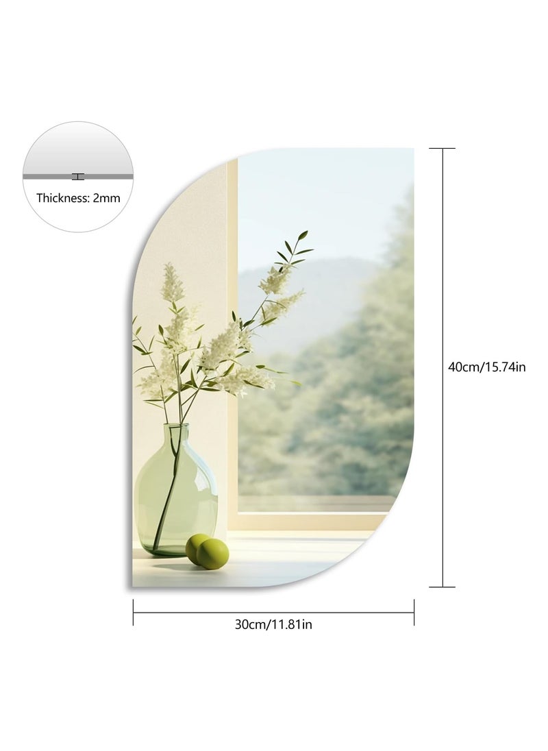 Mirror Tiles, Self-Adhesive, 30 x 40 cm, Acrylic Mirror, HD Adhesive Mirror, Decorative Mirror, Adhesive Mirror for the Wall, 2 mm, Thickened Frameless Mirror, Large for School, Living Room