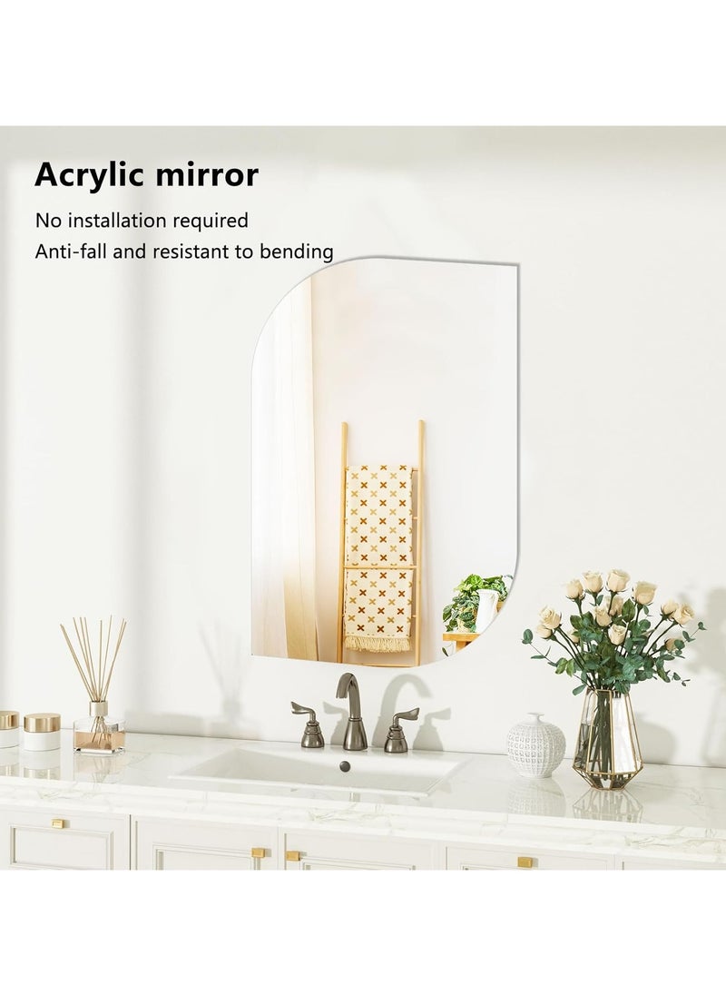 Mirror Tiles, Self-Adhesive, 30 x 40 cm, Acrylic Mirror, HD Adhesive Mirror, Decorative Mirror, Adhesive Mirror for the Wall, 2 mm, Thickened Frameless Mirror, Large for School, Living Room