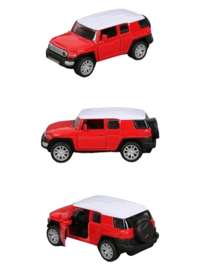 2 Piece Red Alloy Die Cast Car Set with Openable Doors and Pull Back Function Ideal Model Cars for Kids