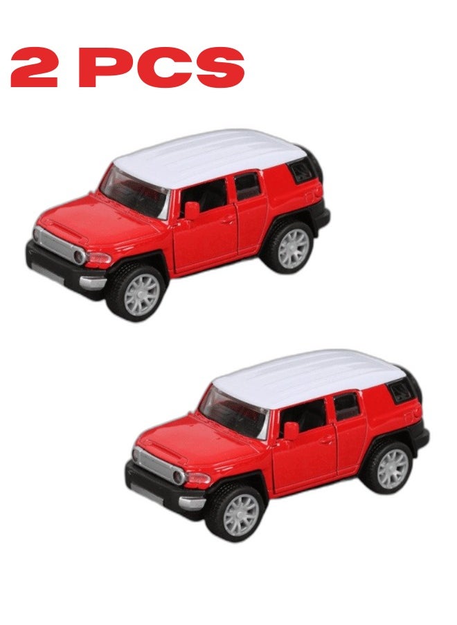 2 Piece Red Alloy Die Cast Car Set with Openable Doors and Pull Back Function Ideal Model Cars for Kids