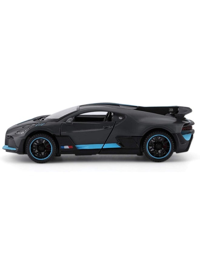 1:32 Bugatti Divo Diecast Metal Pullback Toy Car for Kids – Best Gift for Boys, Realistic Design, Light & Sound (Black)