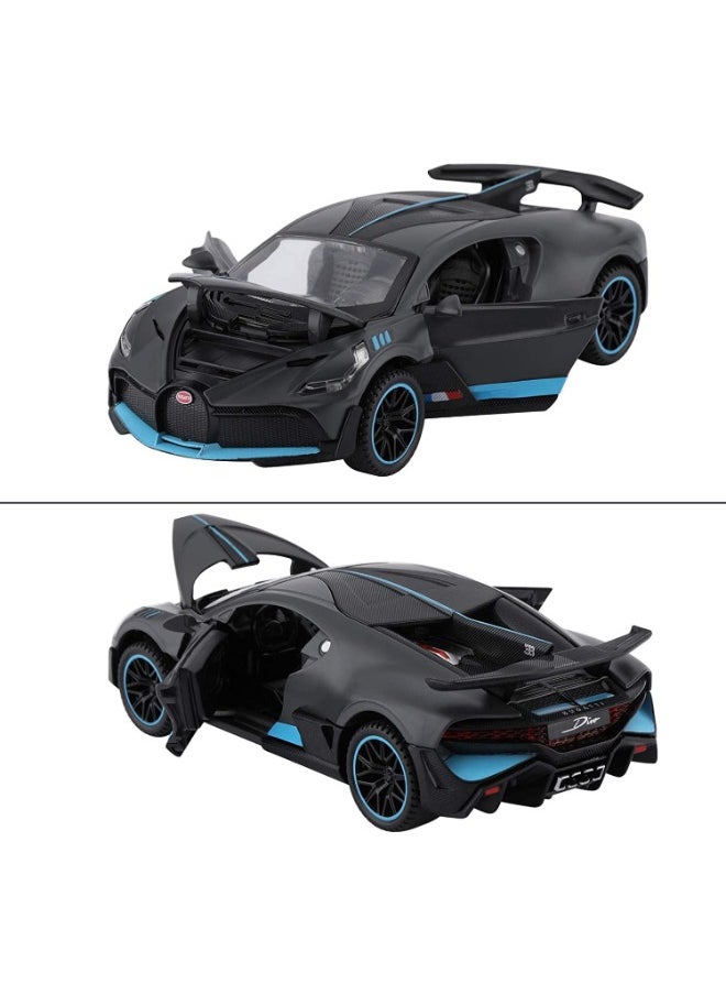 1:32 Bugatti Divo Diecast Metal Pullback Toy Car for Kids – Best Gift for Boys, Realistic Design, Light & Sound (Black)