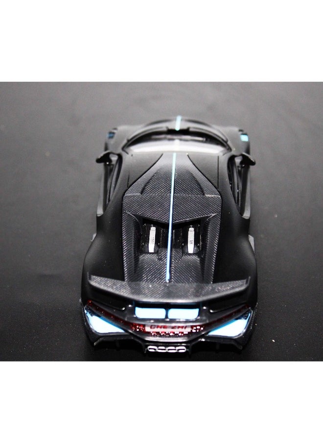 1:32 Bugatti Divo Diecast Metal Pullback Toy Car for Kids – Best Gift for Boys, Realistic Design, Light & Sound (Black)