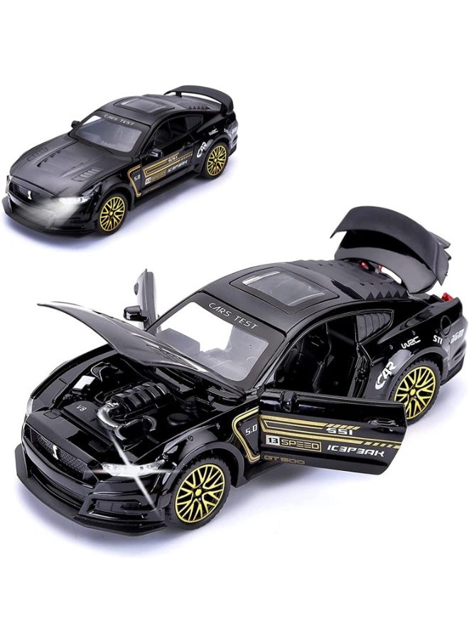 GT500 Mustang Toy Car for Boys – Die-Cast Metal Pull Back Toy Car with Sounds and Lights – Perfect Gift for Kids Aged 3+ (Black)