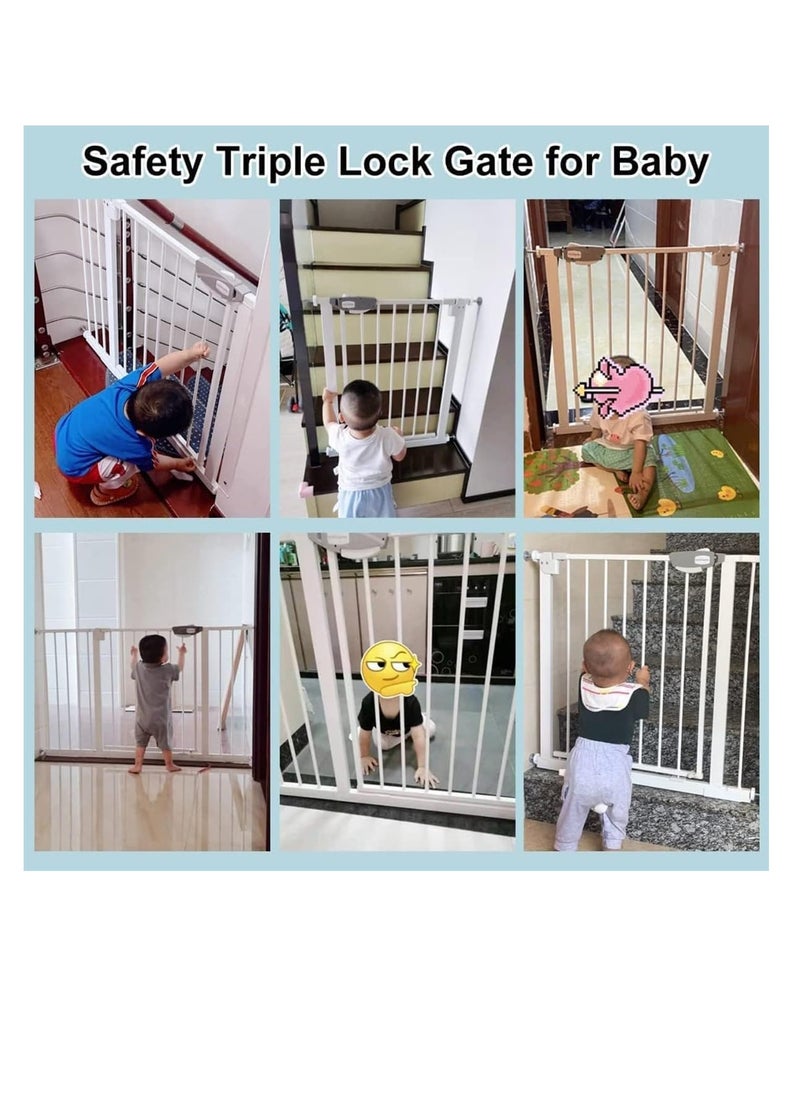 Auto Close Safety Baby Gate, Extra Wide 76-83cm Pressure Mounted Walk Through Swing, Safety Metal, Isolate pet cats and dogs, Can be paired with an expansion rack, suit for Stairs,Doorways (76-83cm+30cm)