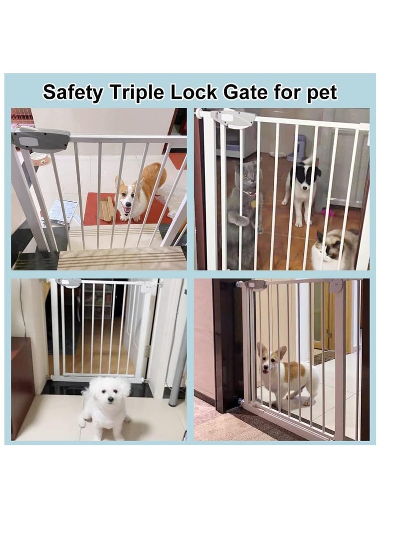 Auto Close Safety Baby Gate, Extra Wide 76-83cm Pressure Mounted Walk Through Swing, Safety Metal, Isolate pet cats and dogs, Can be paired with an expansion rack, suit for Stairs,Doorways (76-83cm+30cm)