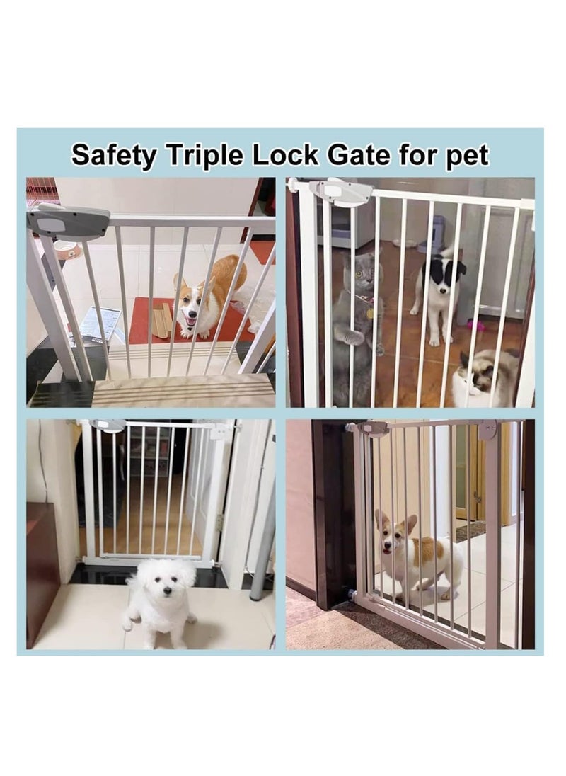 Auto Close Safety Baby Gate, Extra Wide 76-83cm Pressure Mounted Walk Through Swing, Safety Metal, Isolate pet cats and dogs, Can be paired with an expansion rack, suit for Stairs,Doorways (76-83cm+60cm)