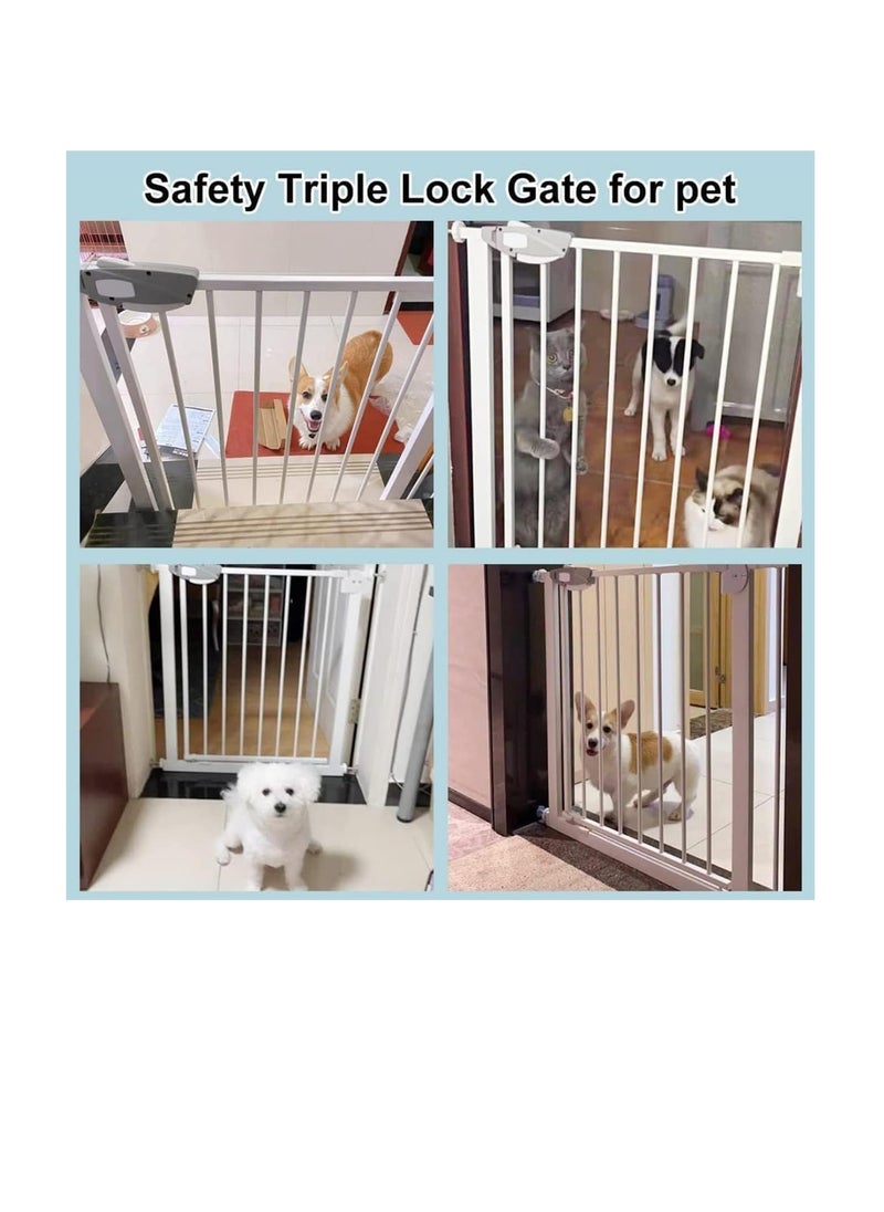 Auto Close Safety Baby Gate, Extra Wide 76-83cm Pressure Mounted Walk Through Swing, Safety Metal, Isolate pet cats and dogs, Can be paired with an expansion rack, suit for Stairs,Doorways (76-83cm) ﻿